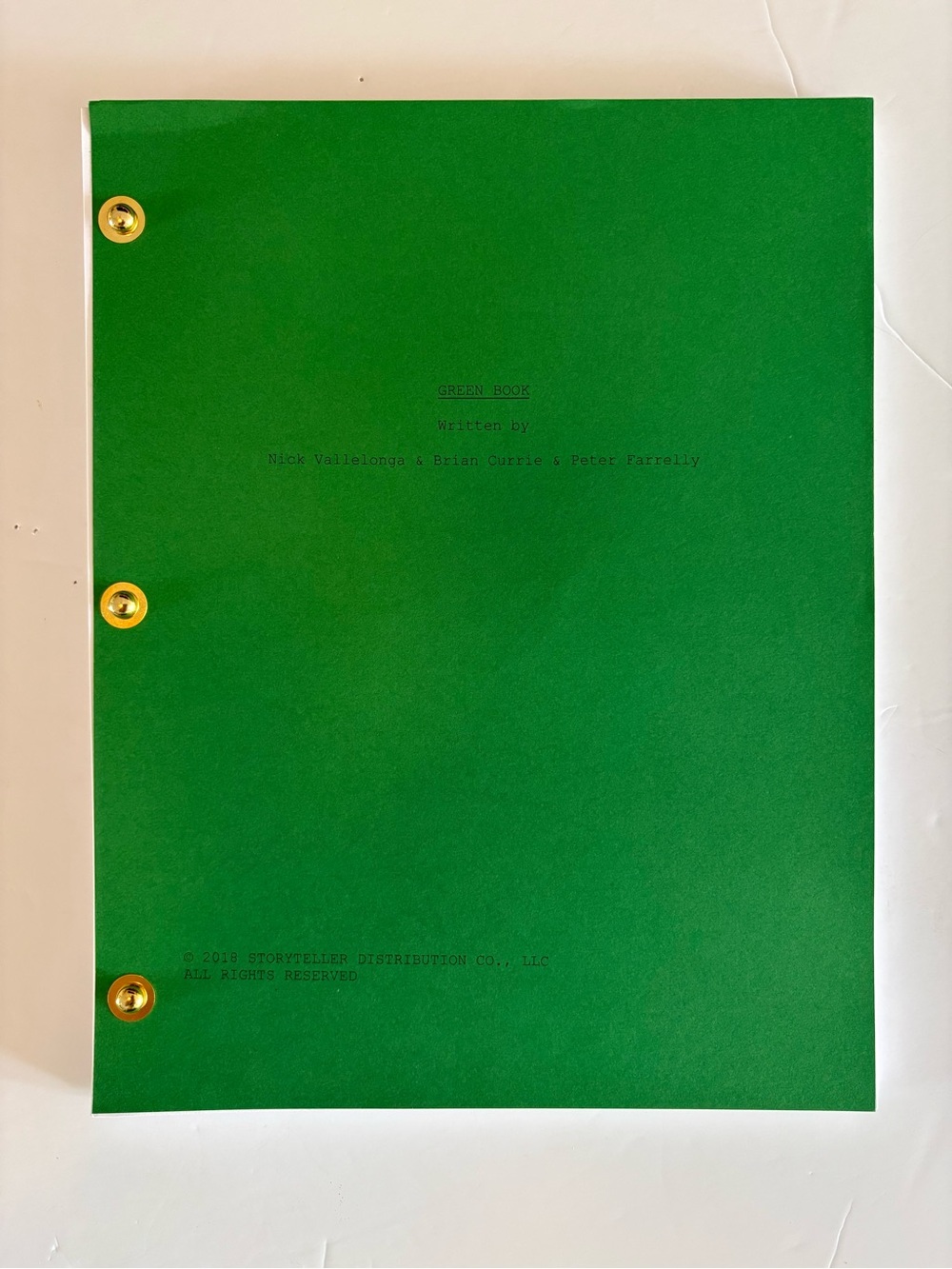 Green Book Original Screenplay Script 2018 Film Draft Vallelonga Currie Farrelly